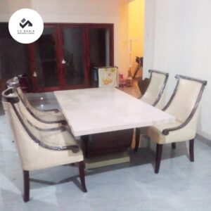 Set Marble Dining Table 180x90 4pcs Chairs