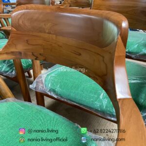 Teak Cafe Chairs With Green Cushion