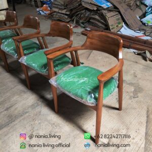 nania living Teak Cafe Chairs With Green Cushion