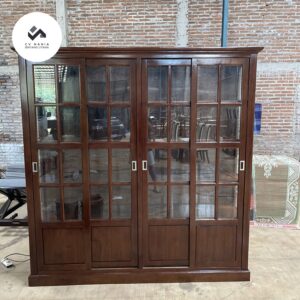 Teak Display Cabinet 4 Door Decorative Cabinet