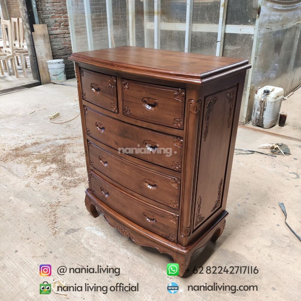 Teak Wood Cabinet Sideboard With 5 Drawers