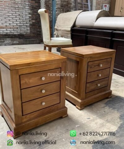 Minimalist Teak 3 Drawer Bedside