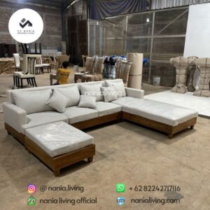 sofa tamu leter u jati terbaru