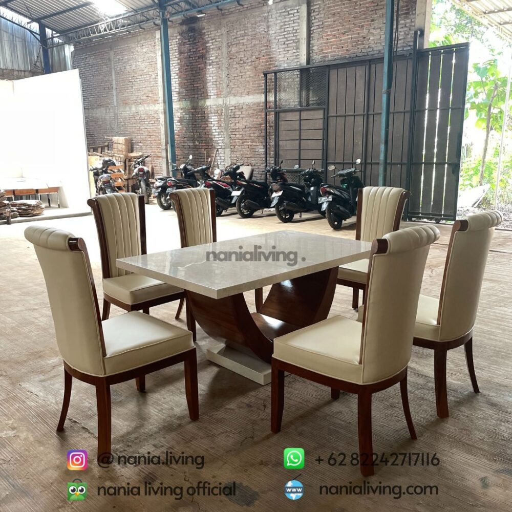 Marble Dining Table Set With Elegant Dining Chairs