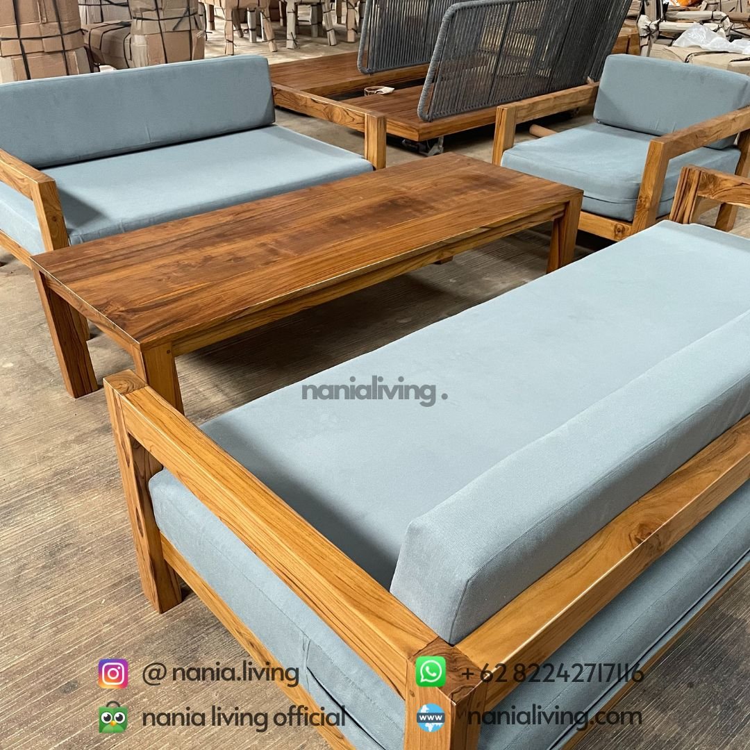 Minimalist Teak Outdoor Guest Chair Set 5 chair Guest Chair Set nania living