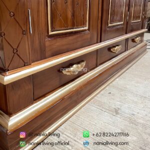 drawer Teak Cabinet 3 Doors Minimalist Carved Jepara