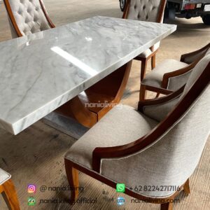 tabel Carara Marble Dining Table Set