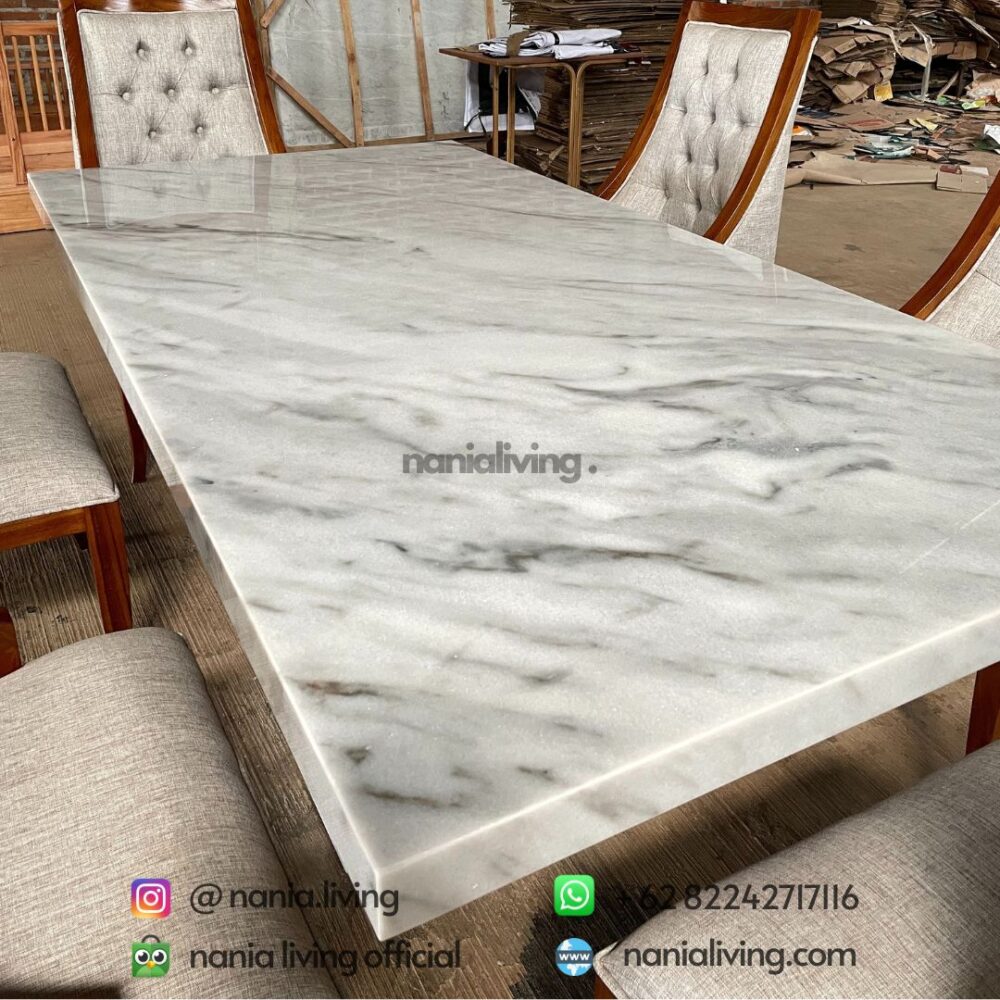 marble Carara Marble Dining Table Set