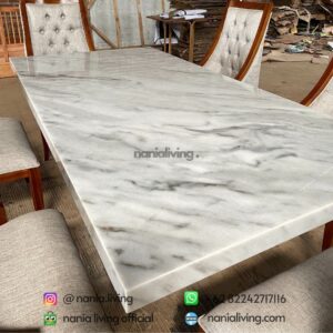 marble Carara Marble Dining Table Set