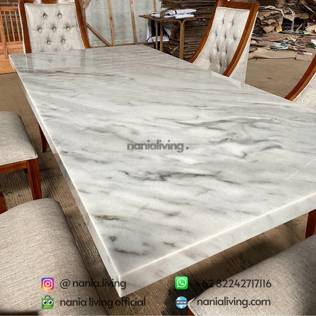 marble Carara Marble Dining Table Set