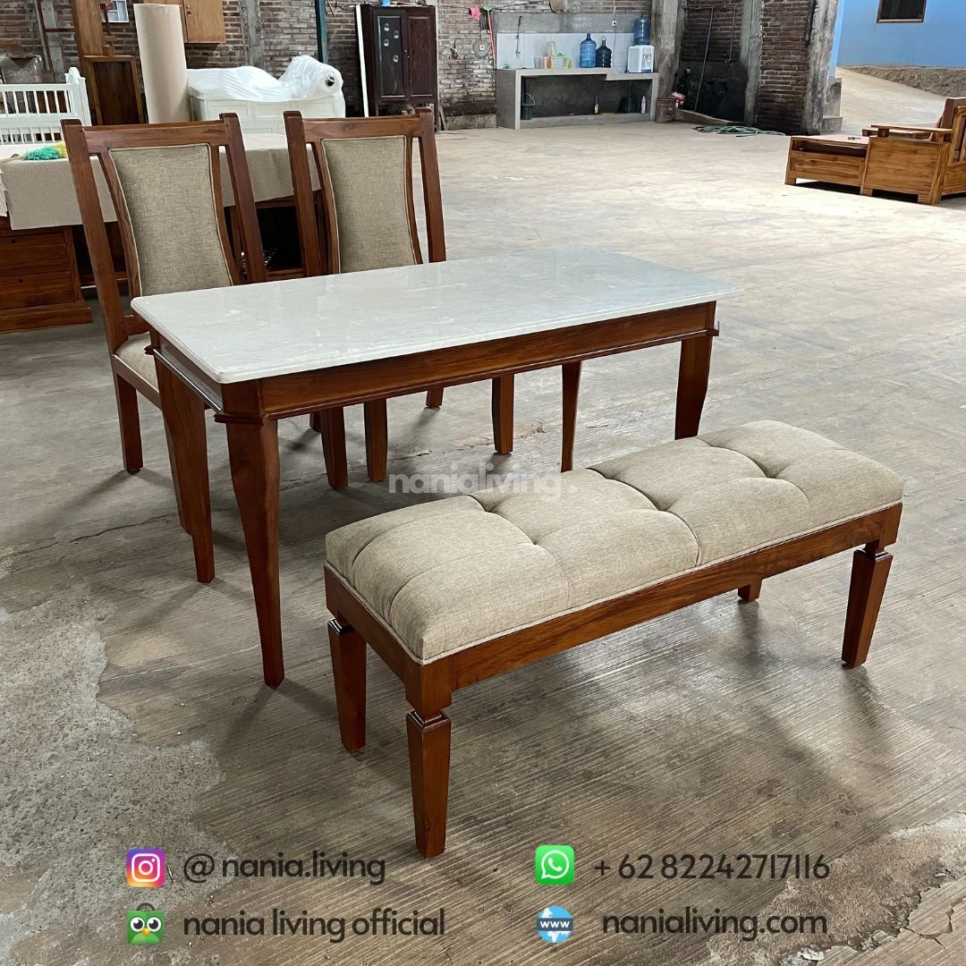 side Mermer Dining Table With Chairs And Bench