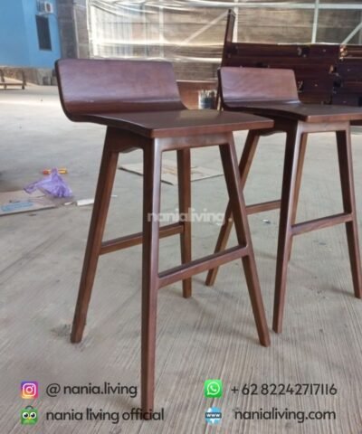 side Modern Teak Bar Stools