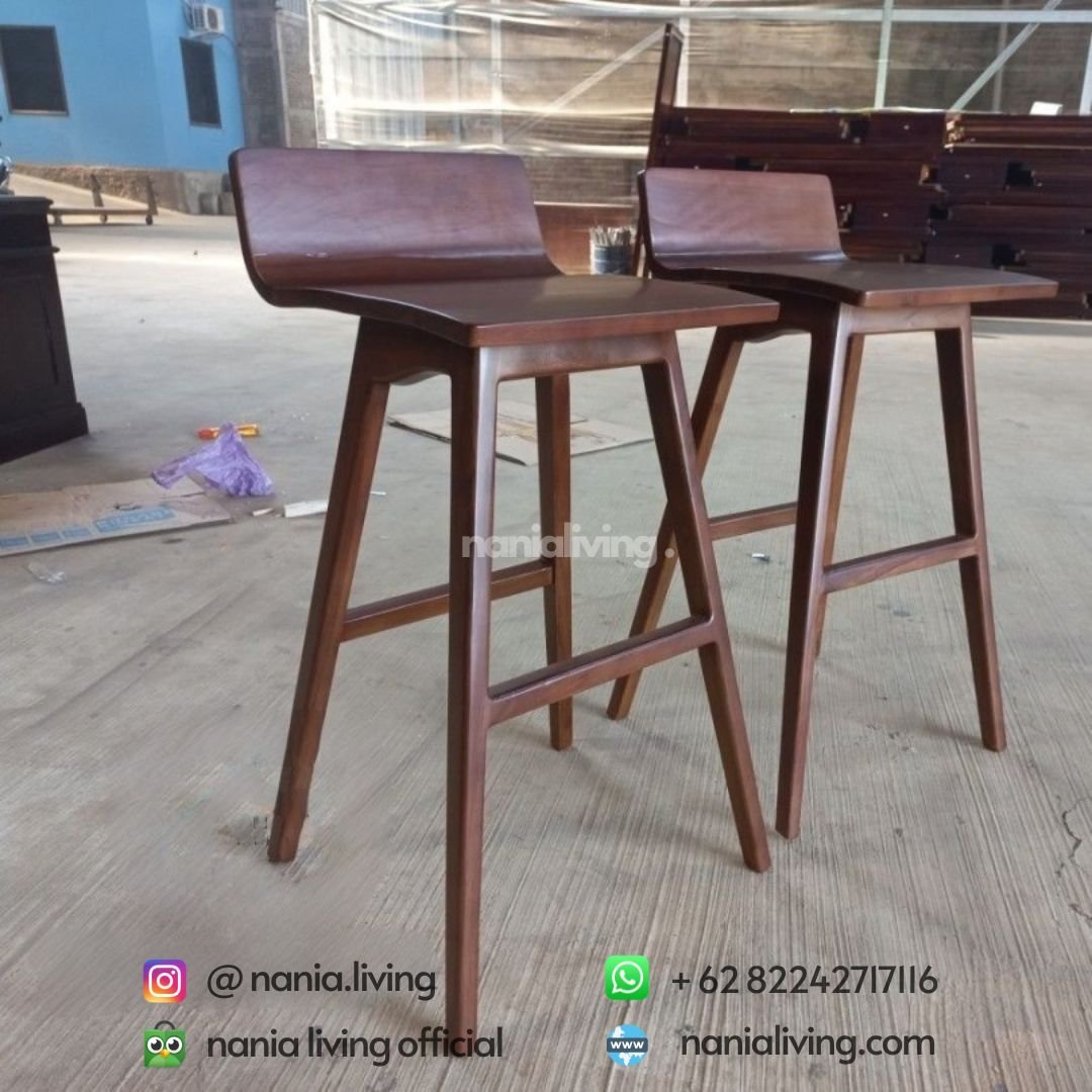 side Modern Teak Bar Stools