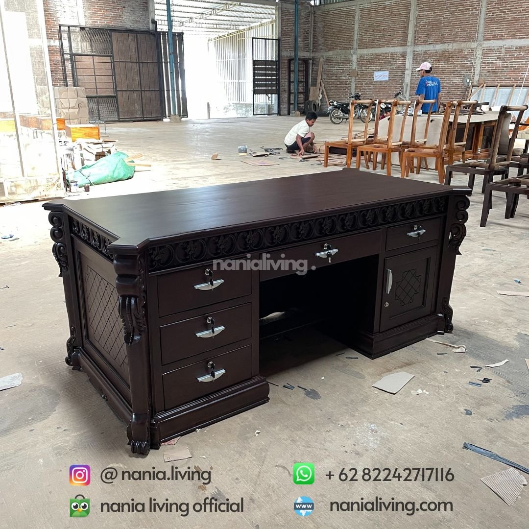side Teak Director's Desk Doff Colour