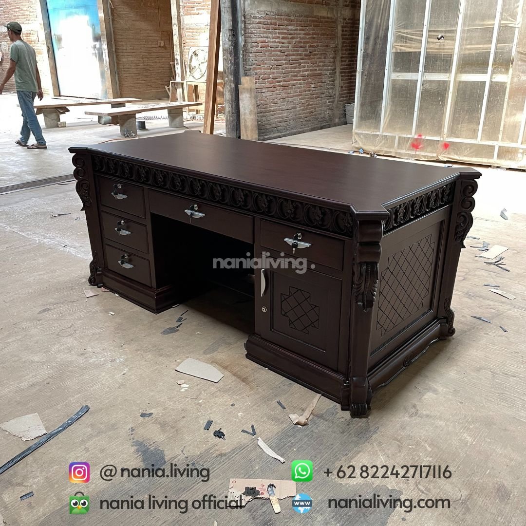 Teak Director's Desk Doff Colour