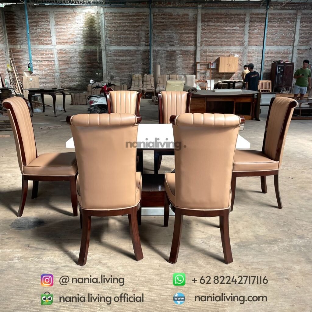 Minimalist Dining Table Sets With Marble Tops Reference: Teak Minimalist 6 Seater Marble Dining Table Set