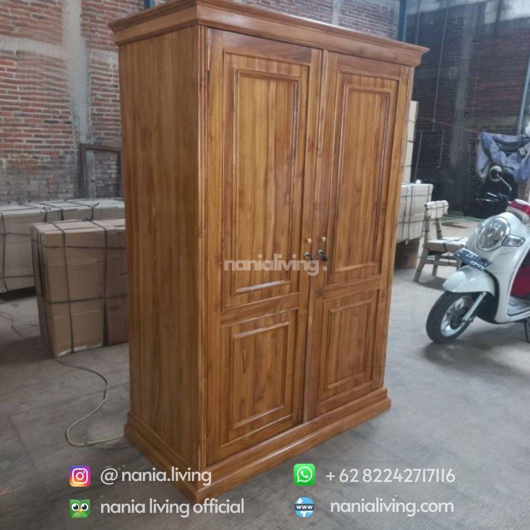 Teak Minimalist Wardrobe 2 Doors 3 cv nania bintang utama