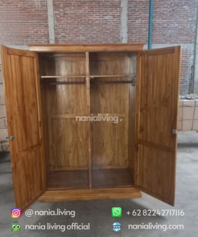 door Teak Minimalist Wardrobe 2 Doors