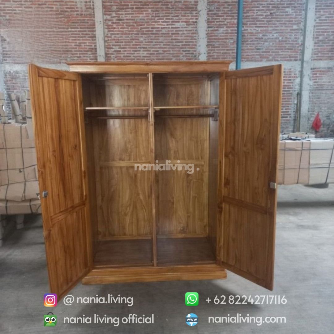 Teak Minimalist Wardrobe 2 Doors 5 door Teak Minimalist Wardrobe 2 Doors