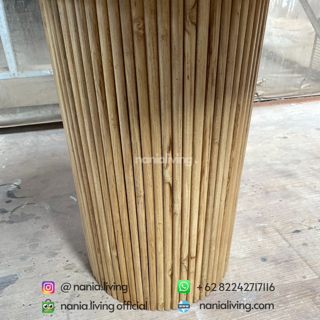 teak round cross dining table 2 down Round Cross Dining Table Teak