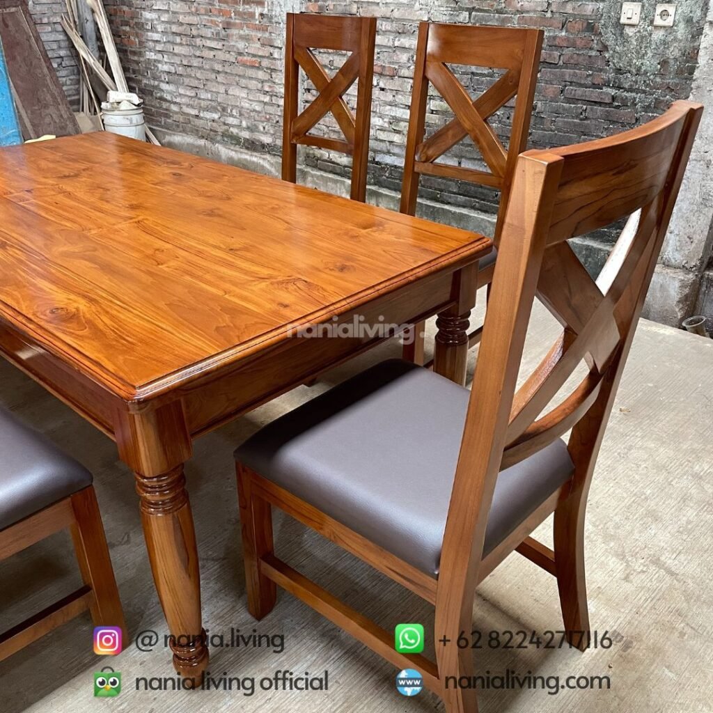 Rustic Teak Table Color Rustic Teak Dining Table - Nania Living