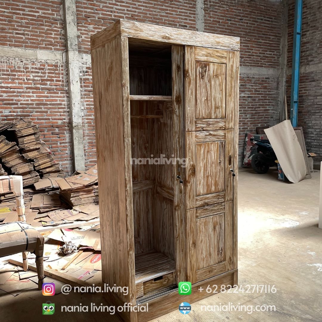 Teak Rustic Wardrobe Minimalist 7