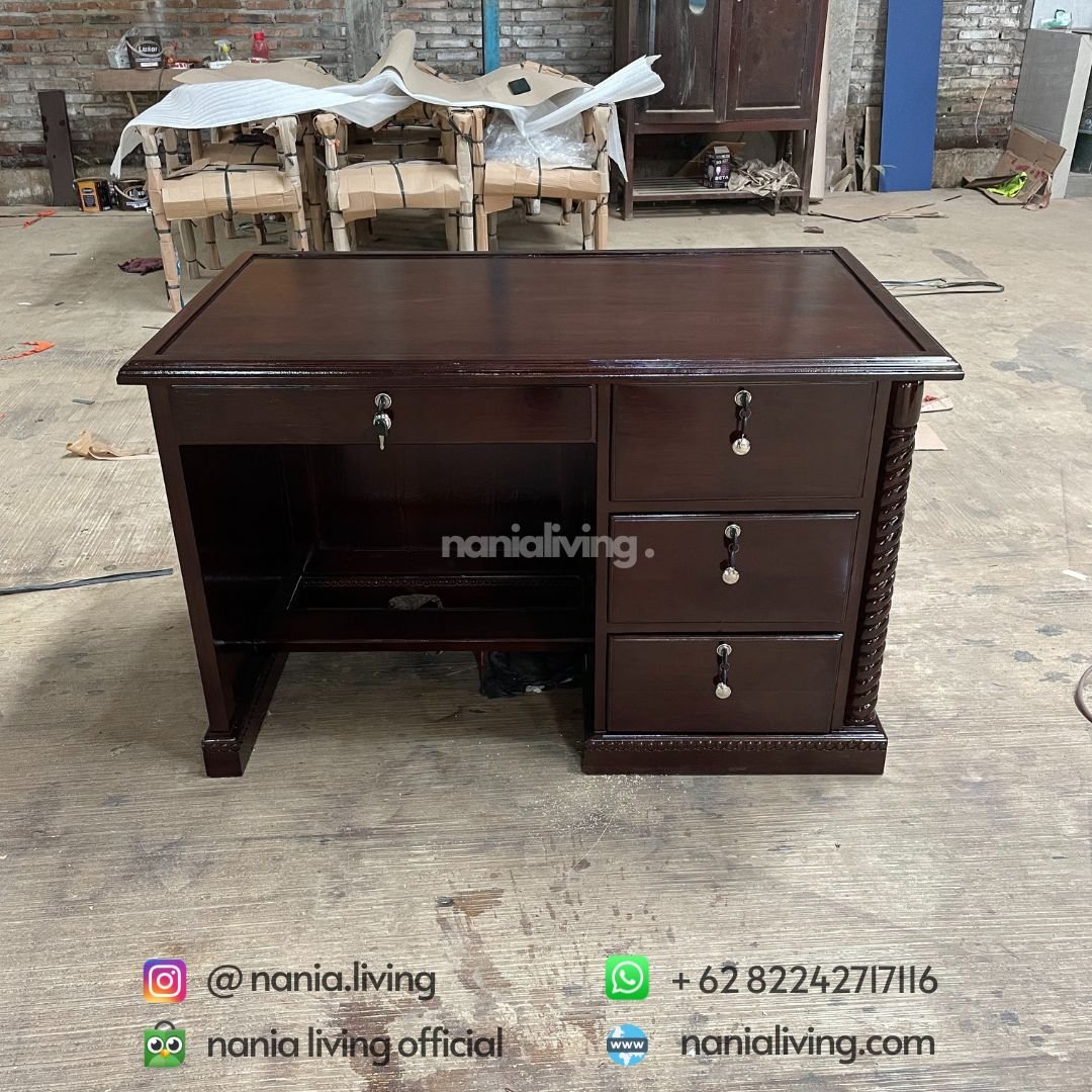 teak employee work desk 3 cv nania bintangutama