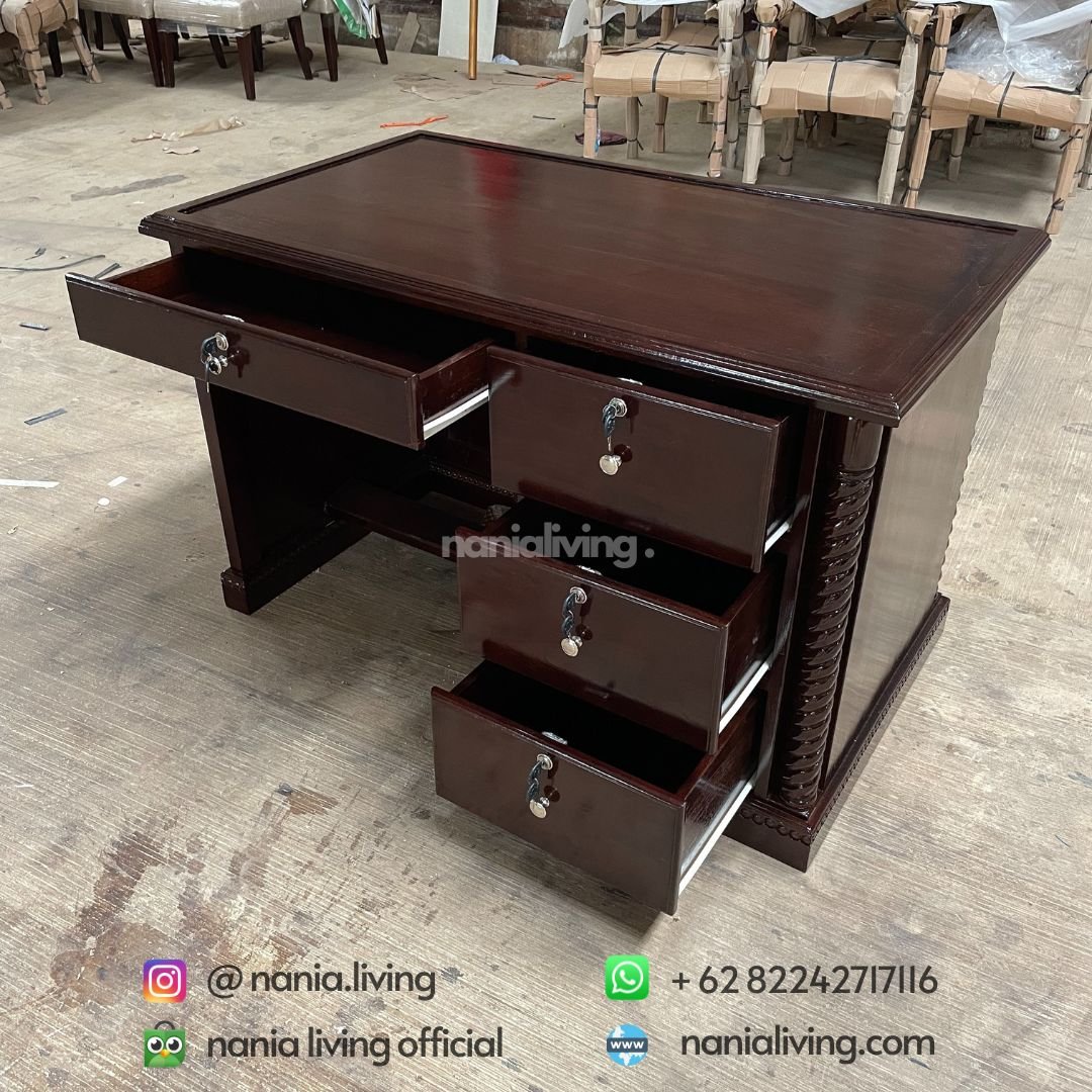 teak employee work desk 7 drawer Teak Employee Work Desk