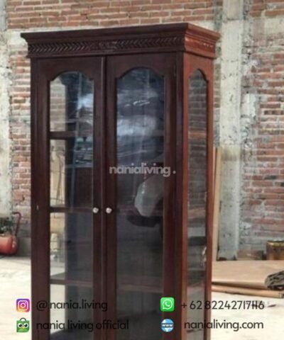 Minimalist Glass Teak Bookcase