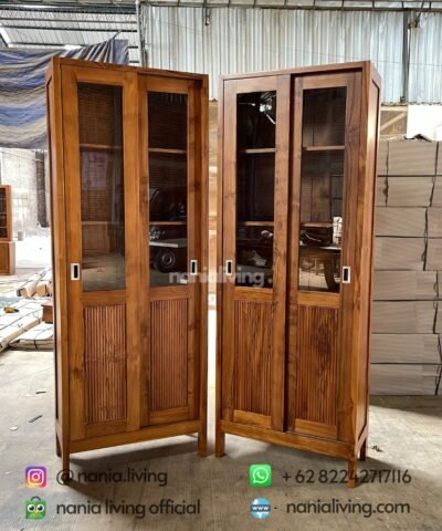 side Minimalist Sliding Wardrobe Teak