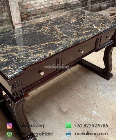 marble Teak Marble Consul Table