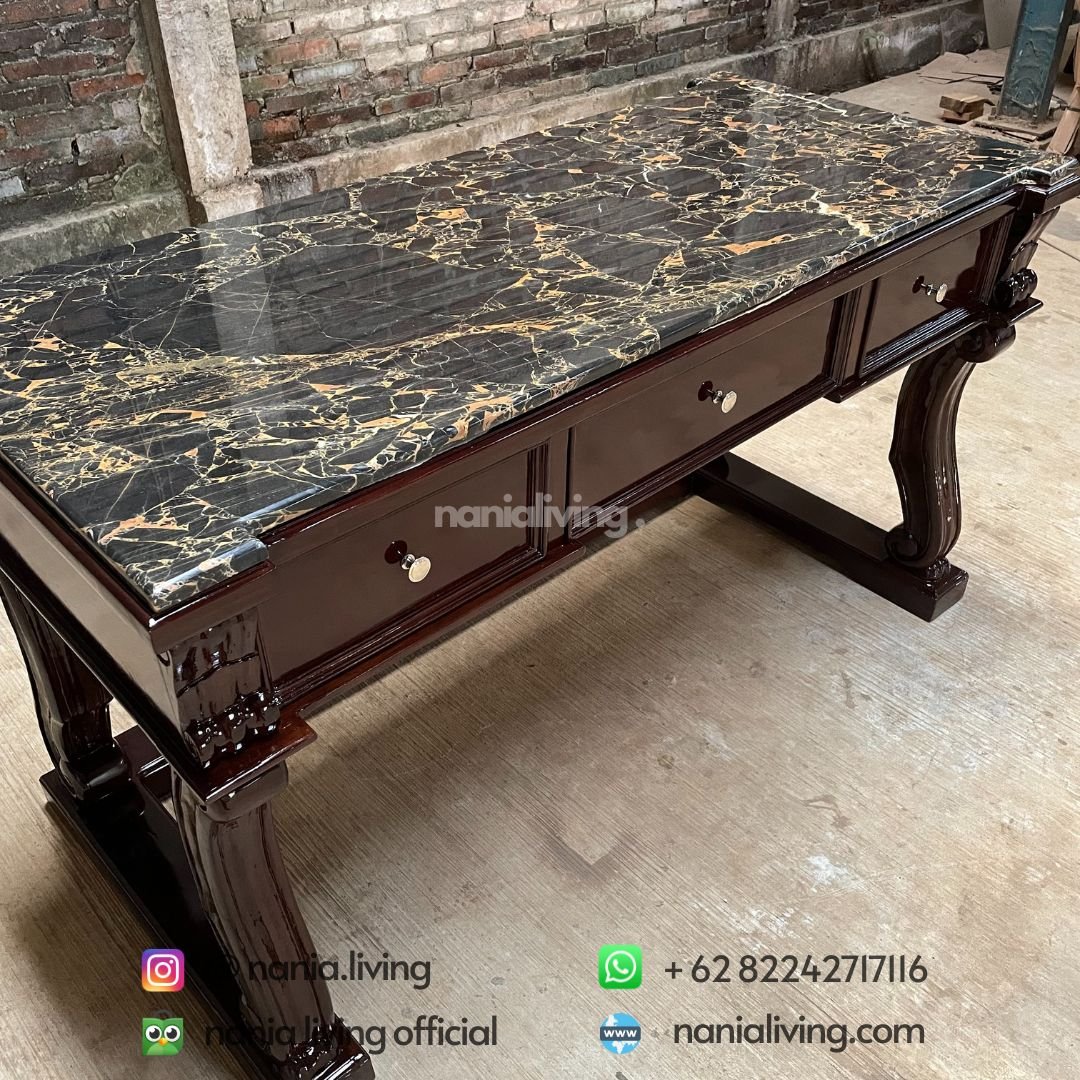 Teak Marble Consul Table 4 marble Teak Marble Consul Table