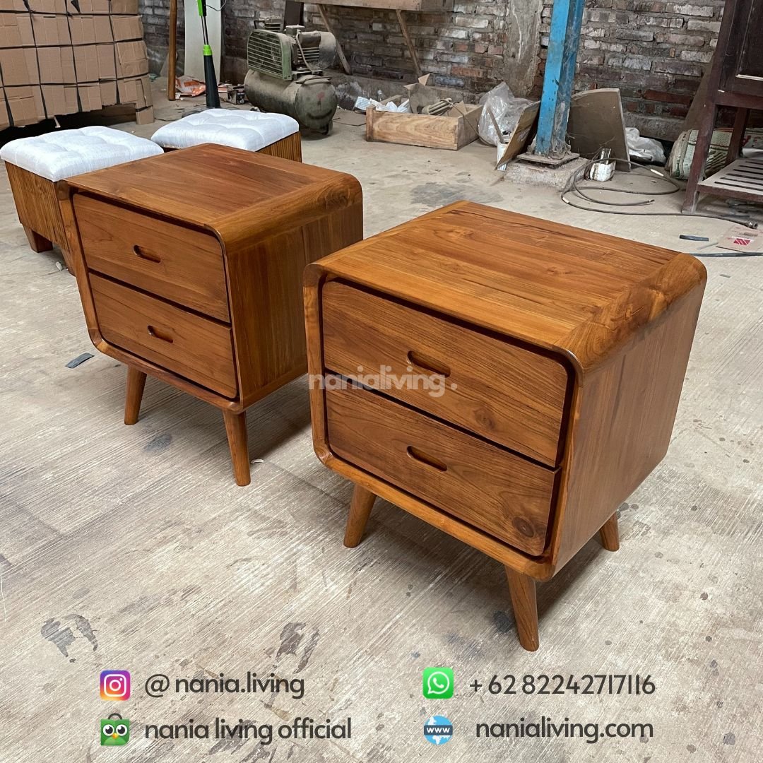 Teak Minimalist Retro Nightstand 2 Teak Minimalist Retro Nightstand