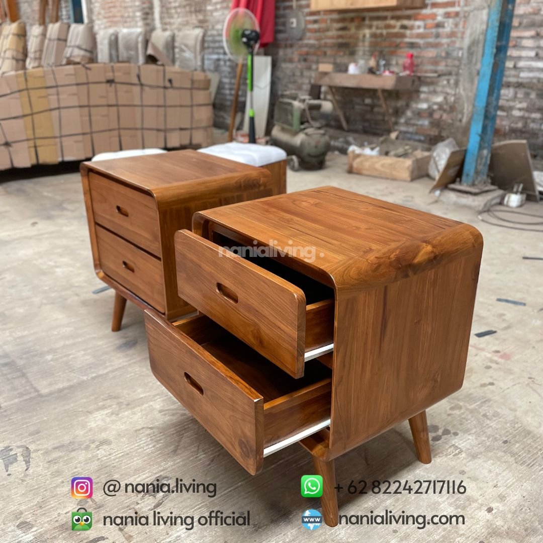 Teak Minimalist Retro Nightstand 5 drawer Teak Minimalist Retro Nightstand