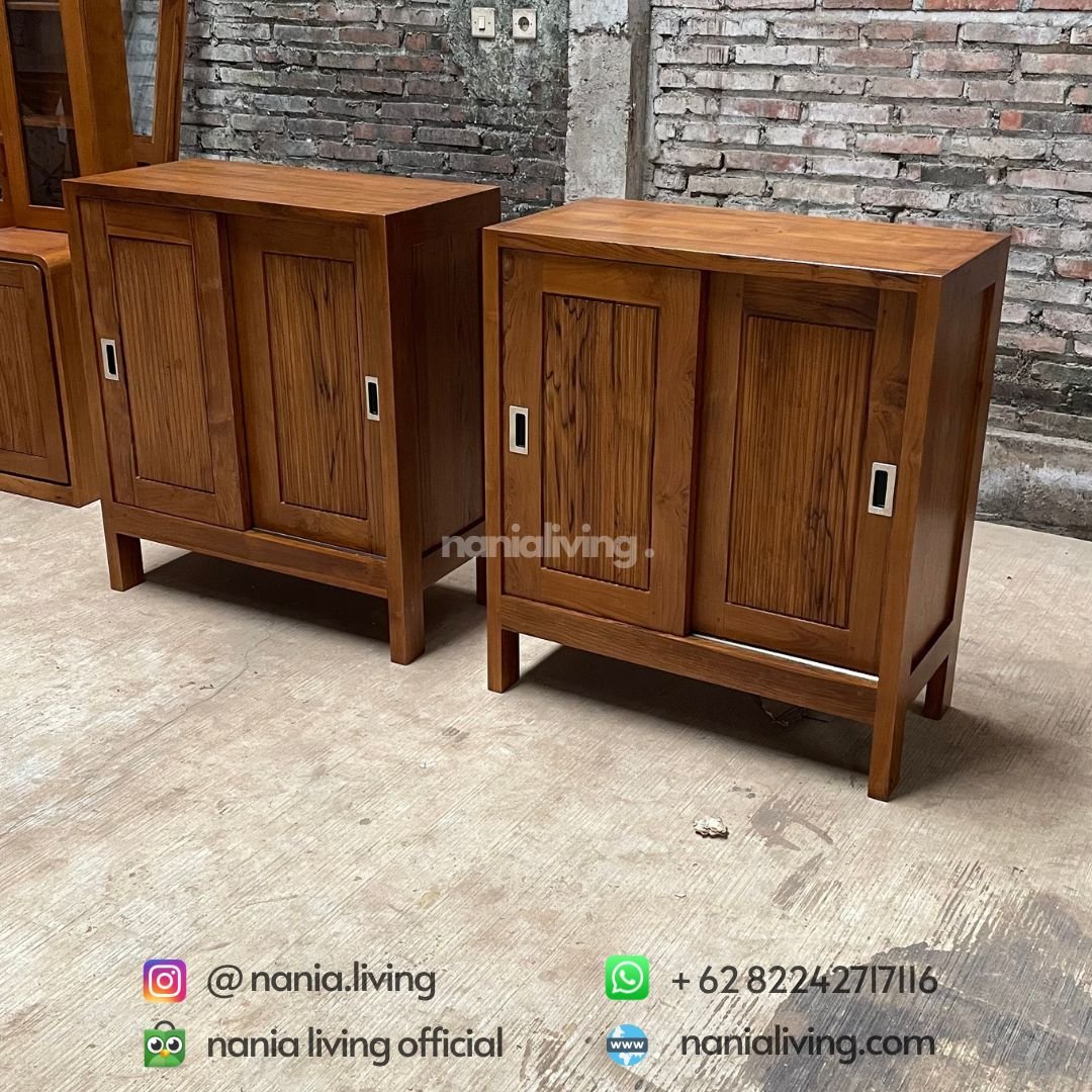 Teak Sliding Nightstand Cabinet 2 Retro Teak Dressing Table