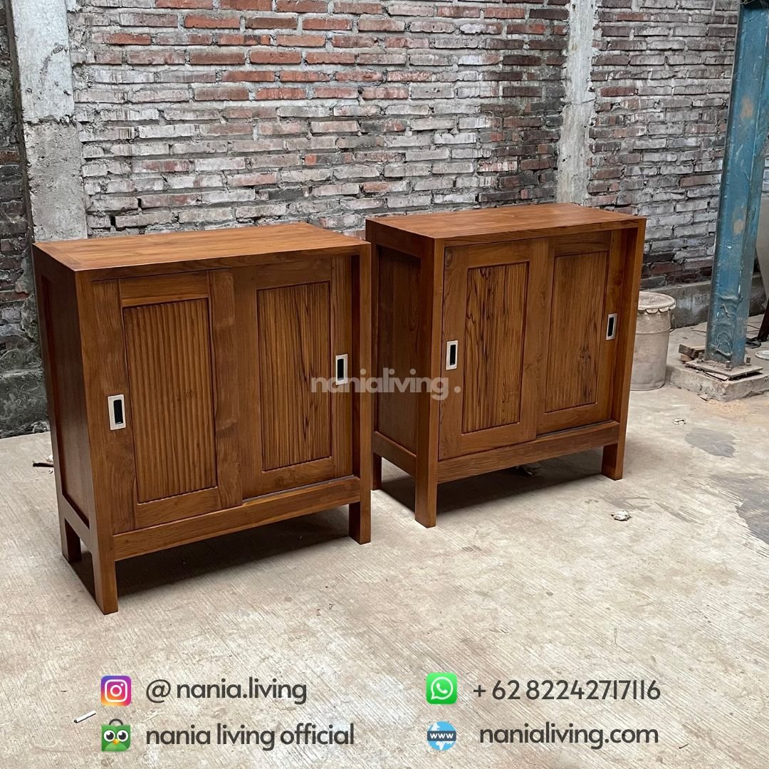 Teak Sliding Nightstand Cabinet 3 cv nania bintang utama
