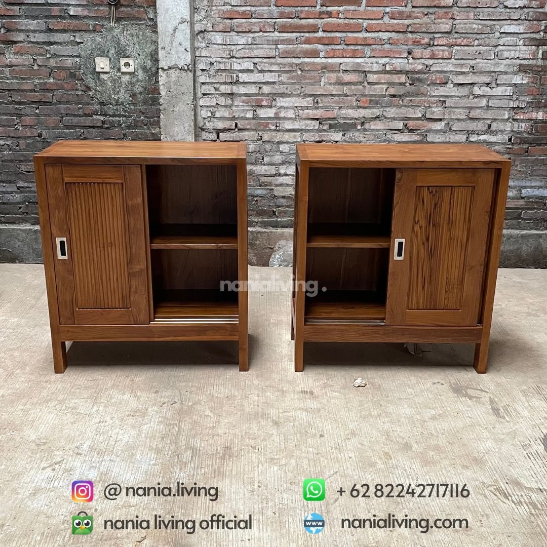 Teak Sliding Nightstand Cabinet 4 detail Retro Teak Dressing Table