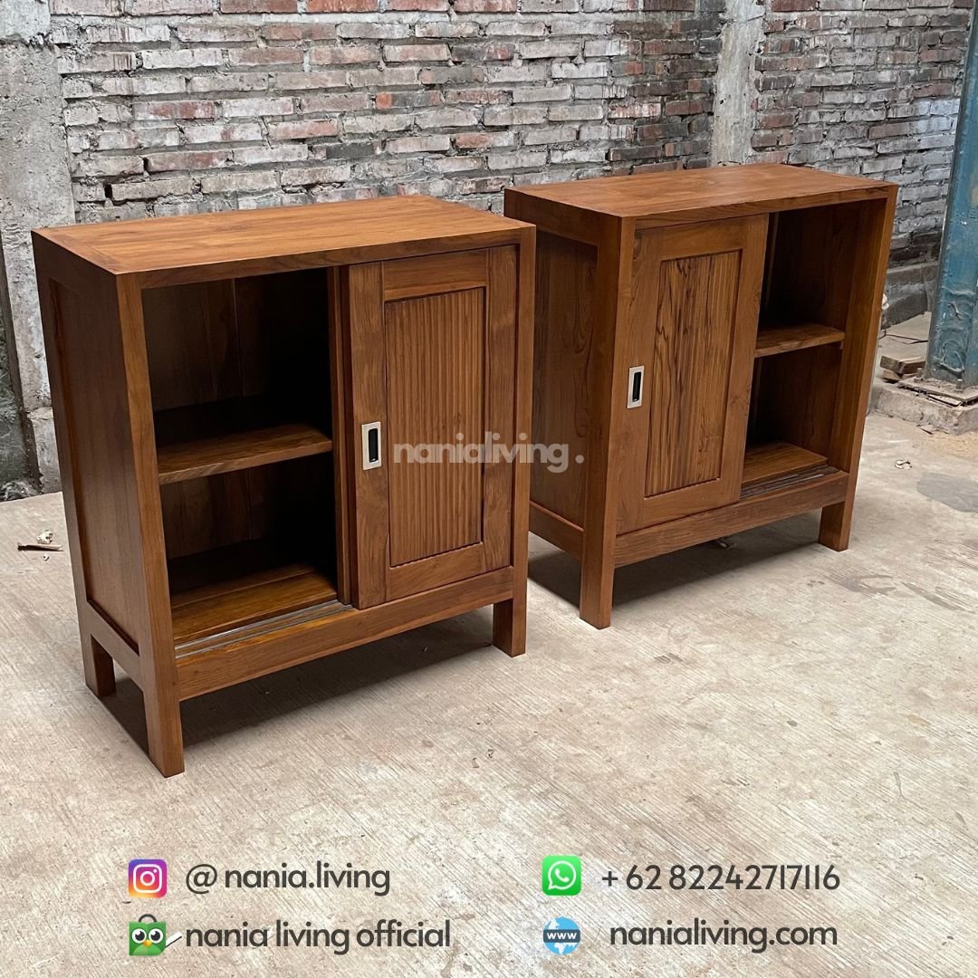 Teak Sliding Nightstand Cabinet 5 side Retro Teak Dressing Table