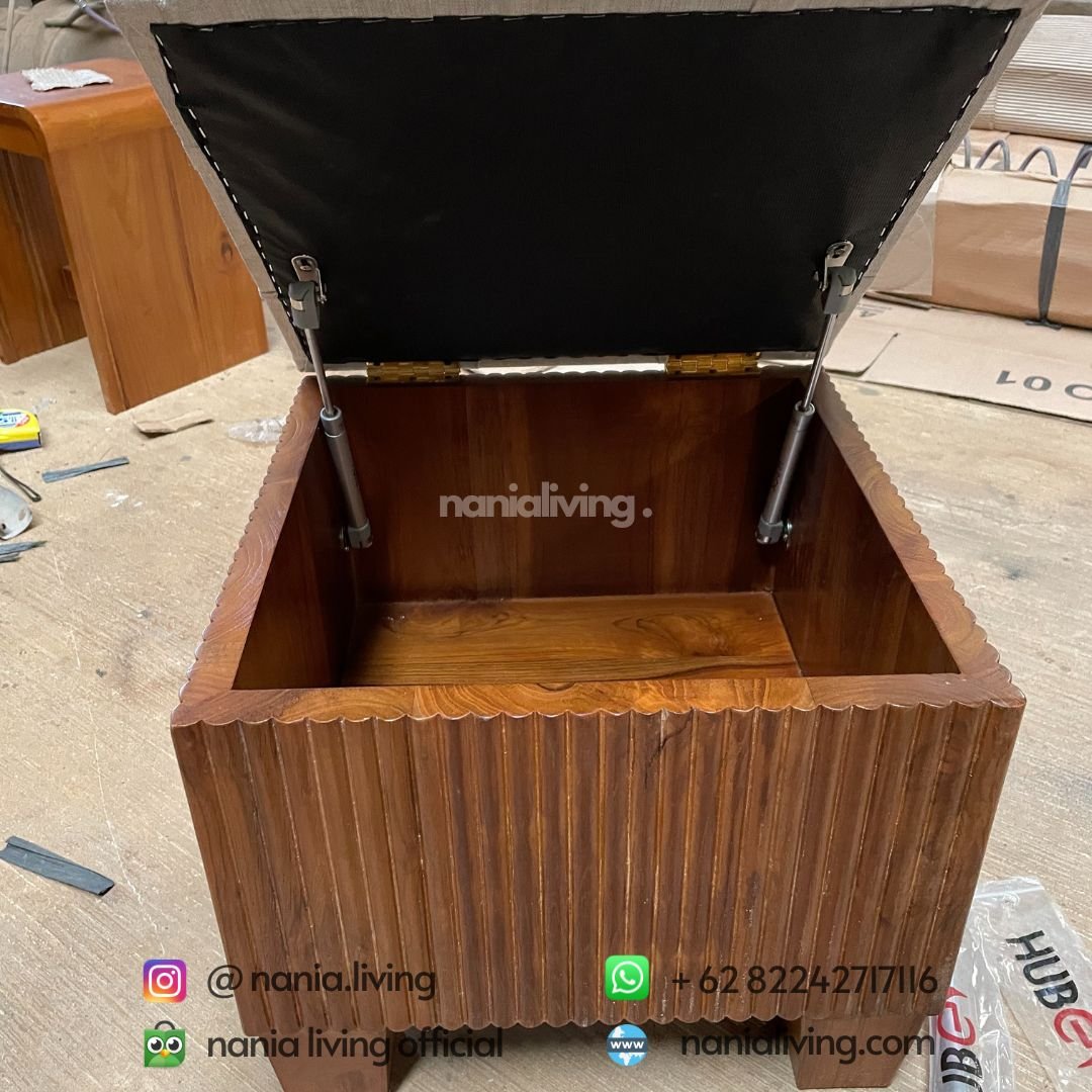 Teak Storage Vanity Seating 5 hidrolic Teak Storage Vanity Seating