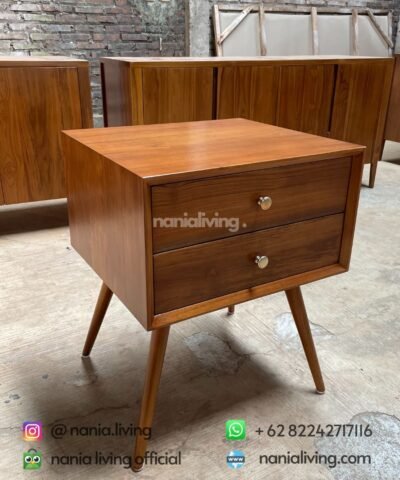 Teak Foot Retro Nightstand