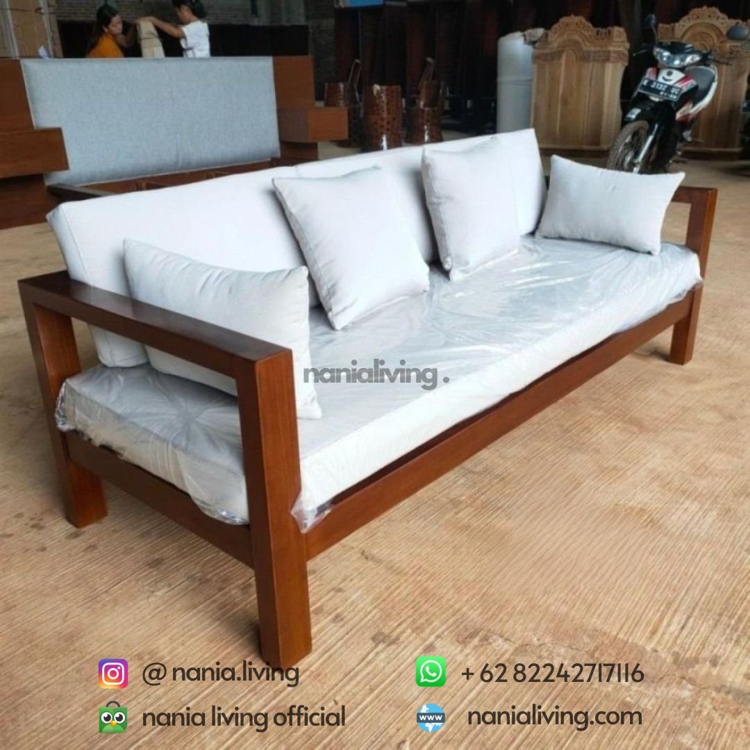 Teak Sofa Brown Minimalist 3 cv nania bintang utama