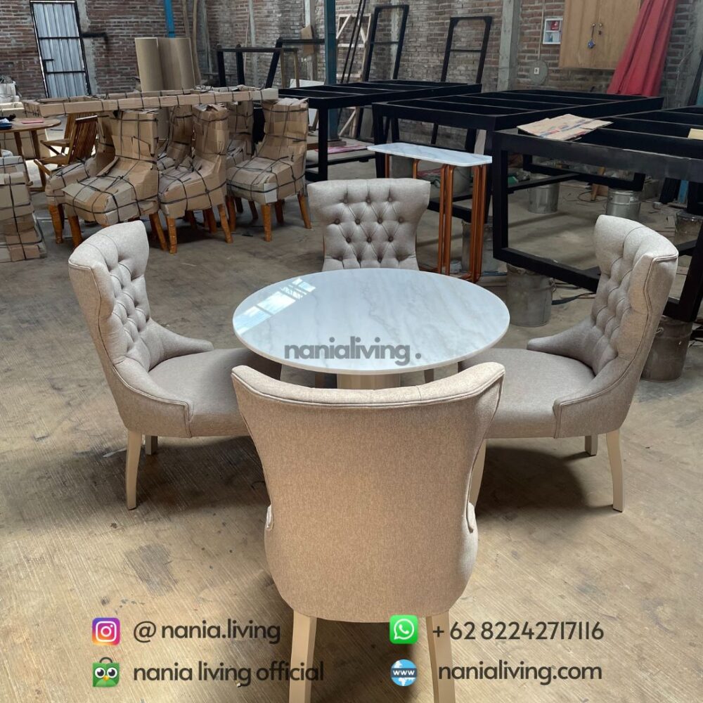 side Round Marble Dining Table Set