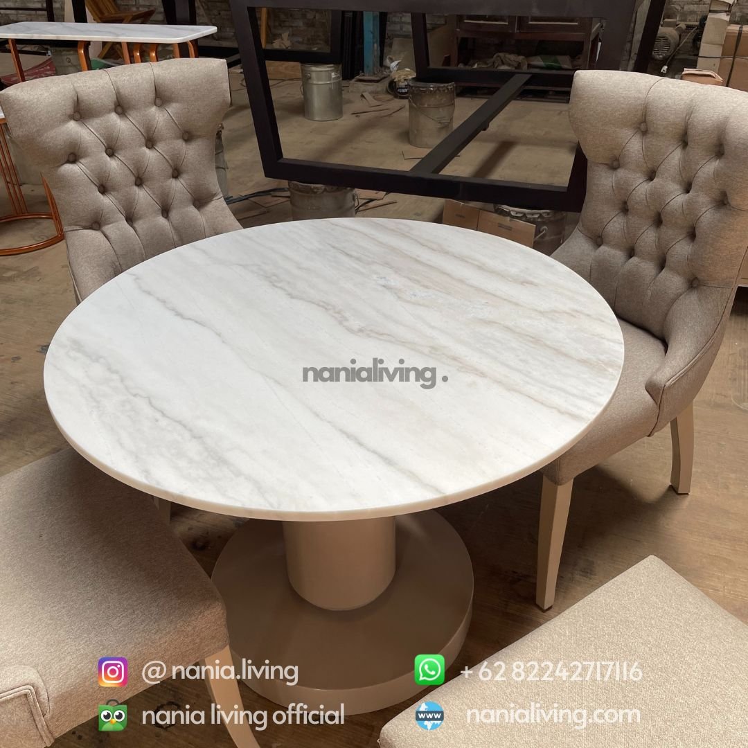 table Round Marble Dining Table Set