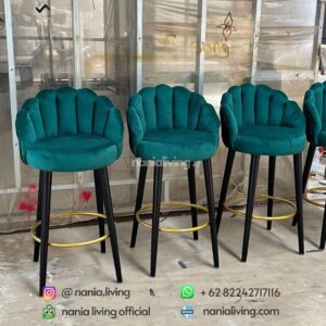 side Teak Green Bar Stools