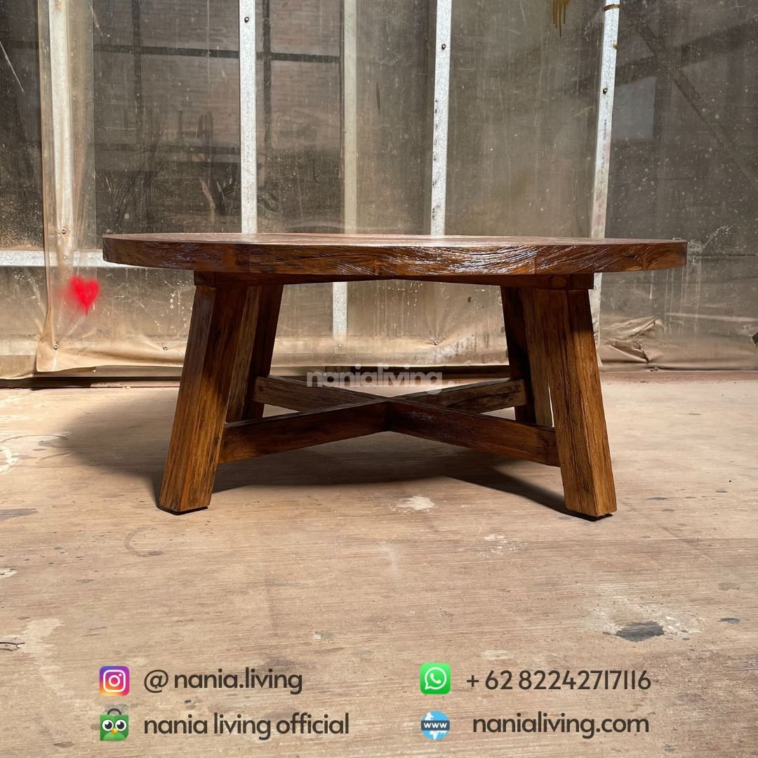 side Circular Teak Dining Table