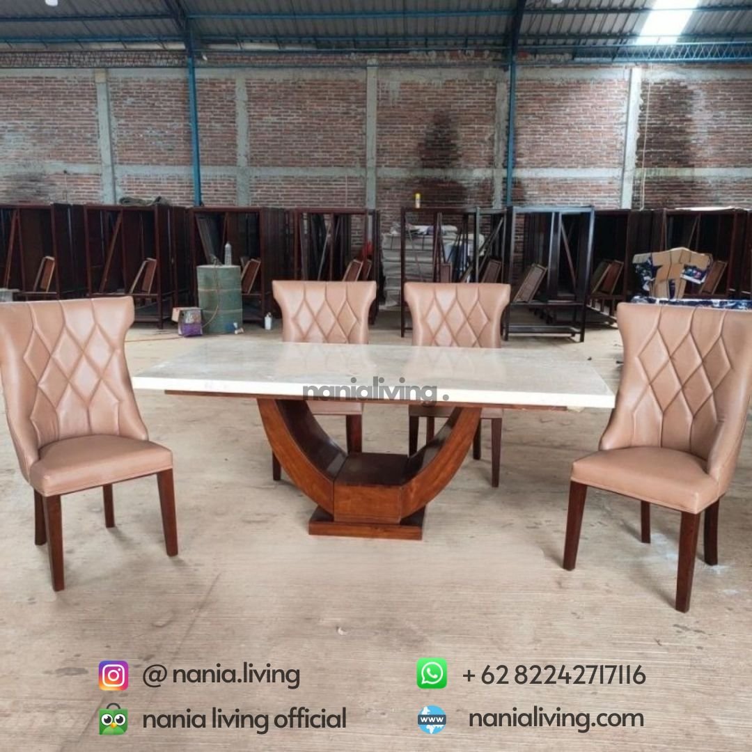 Complete Marble Dining Table 4 cv nania bintang utama