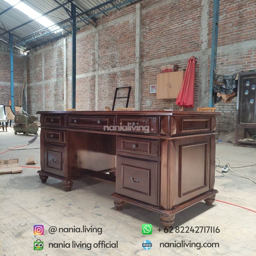 Minimalist Teak Director's Desk 3 side Minimalist Teak Director's Desk