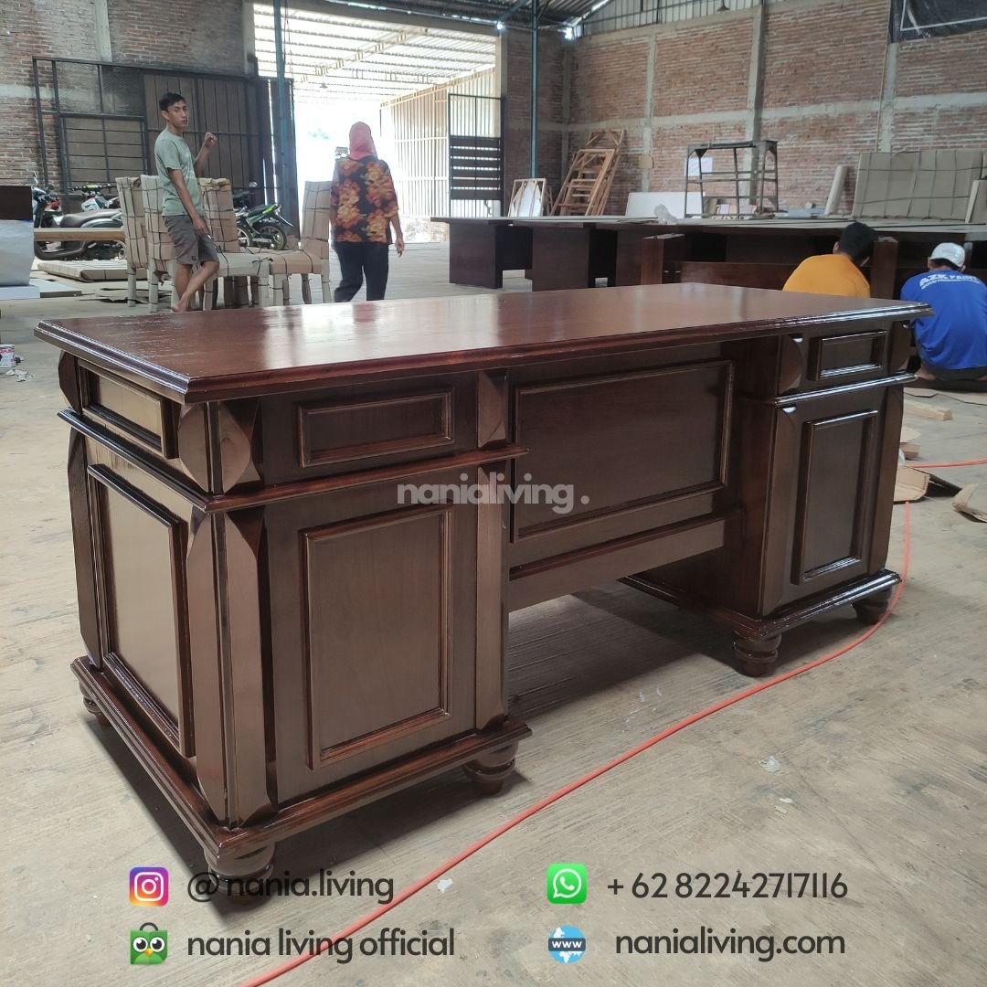 Minimalist Teak Director's Desk 6 cv nania bintang utama