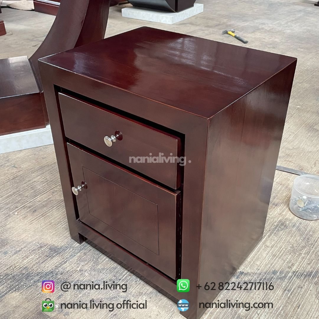 Minimalist Teak Storage Nightstand 3 nania living