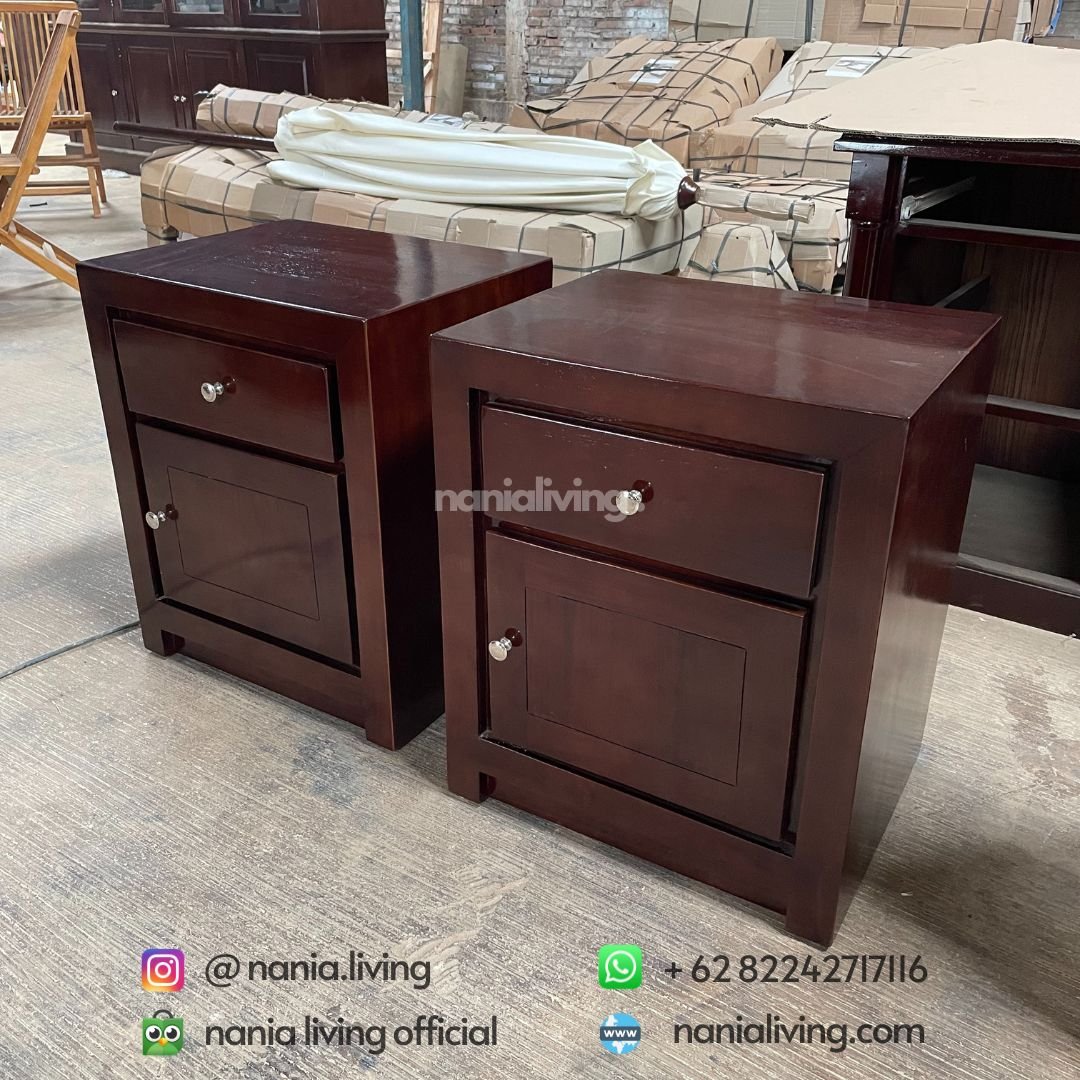 Minimalist Teak Storage Nightstand 5 side Minimalist Teak Storage Nightstand